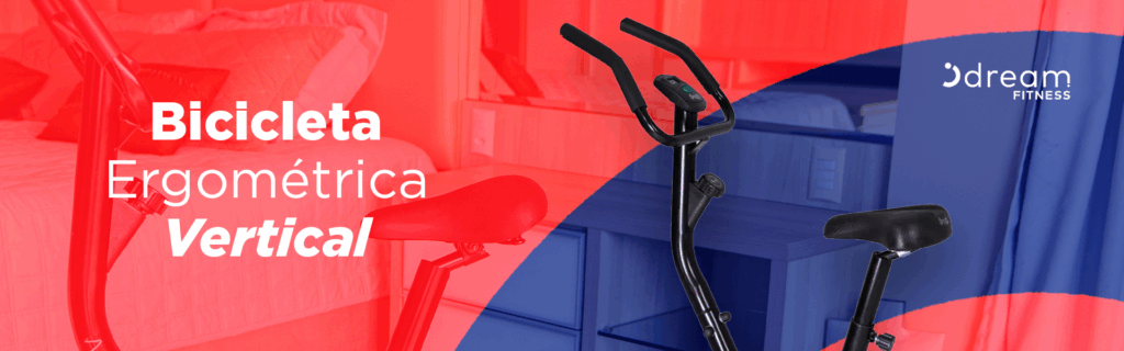 Bicicleta ergométrica vertical Dream Fitness para treinos em casa.